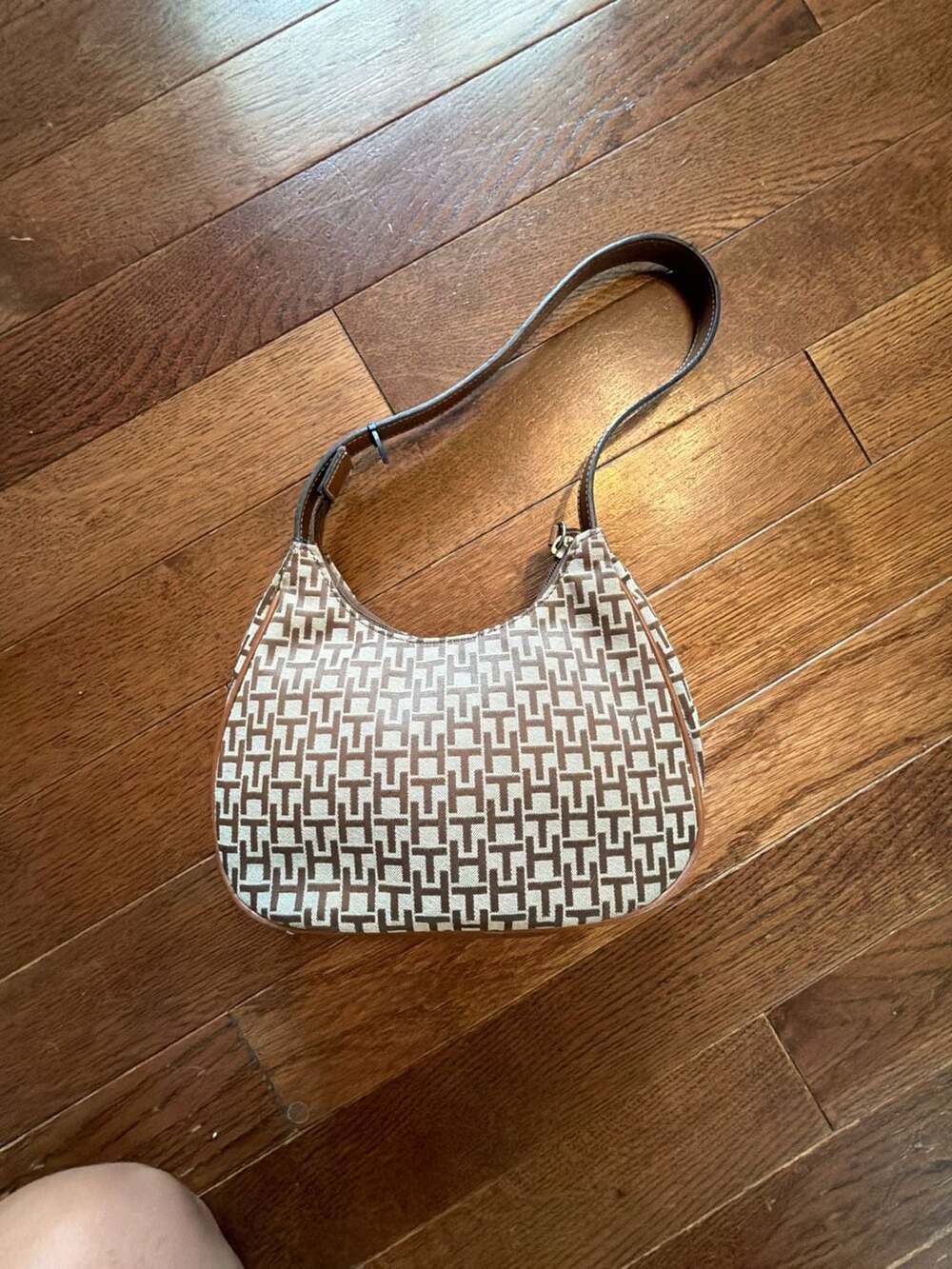 Tommy Hilfiger Brown Tan All Over Print Bag Purse